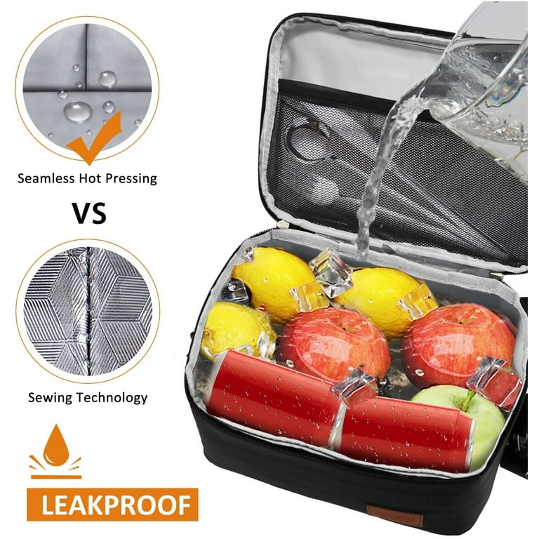 Reusable Lunch Bag for Men Insulated Large Lunch Box Leakproof Lunch Cooler Black