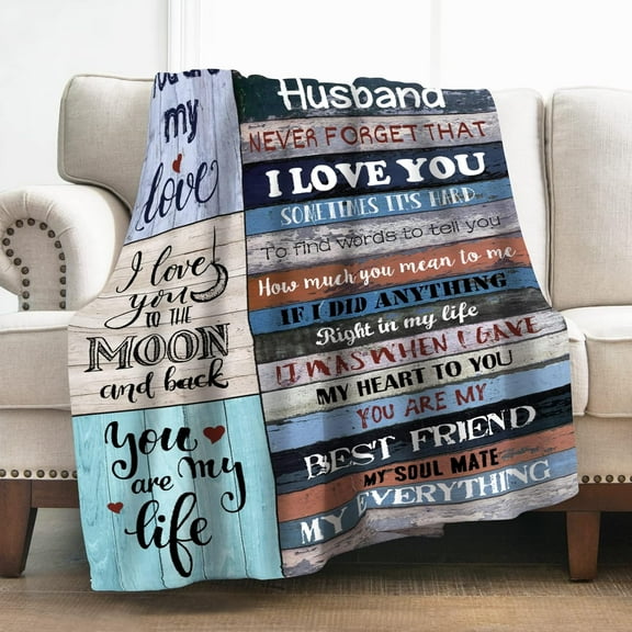 to My Husband Blanket Romantic I Love You Blessing Sweet Gifts for Birthday Anniversary Valentines Christmas Thanksgiving Fathers Day Soft Comfort Lightweight Plush Throw Blankets 50"x60"