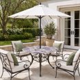 thumbnail image 2 of Round Outdoor Tablecloth with Umbrella Hole and Zipper, Purple Coastal Summer Tablecloth with Elastic Waterproof, Coral Shell Starfish Nautical Beige Patio Table Covers for 31" - 35" Pool Tables, 2 of 9