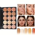 thumbnail image 3 of 2pcs Set: 15-Shade Concealer Palette with Brush - Waterproof, Sweatproof, Full Coverage for Acne & Tattoos, Moisturizing Long-Lasting Face Makeup, 3 of 5