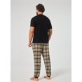 thumbnail image 3 of Men 1pc Coffee & Letter Graphic Tee & 1pc Plaid Pants PJ Set, 3 of 5