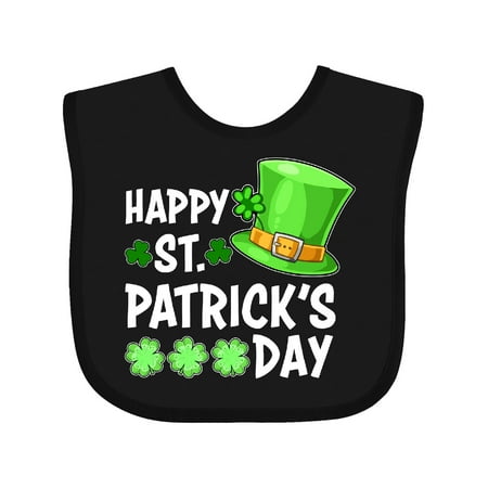 

Inktastic Happy St. Patrick s Day Green Hat and Clovers Gift Baby Boy or Baby Girl Bib