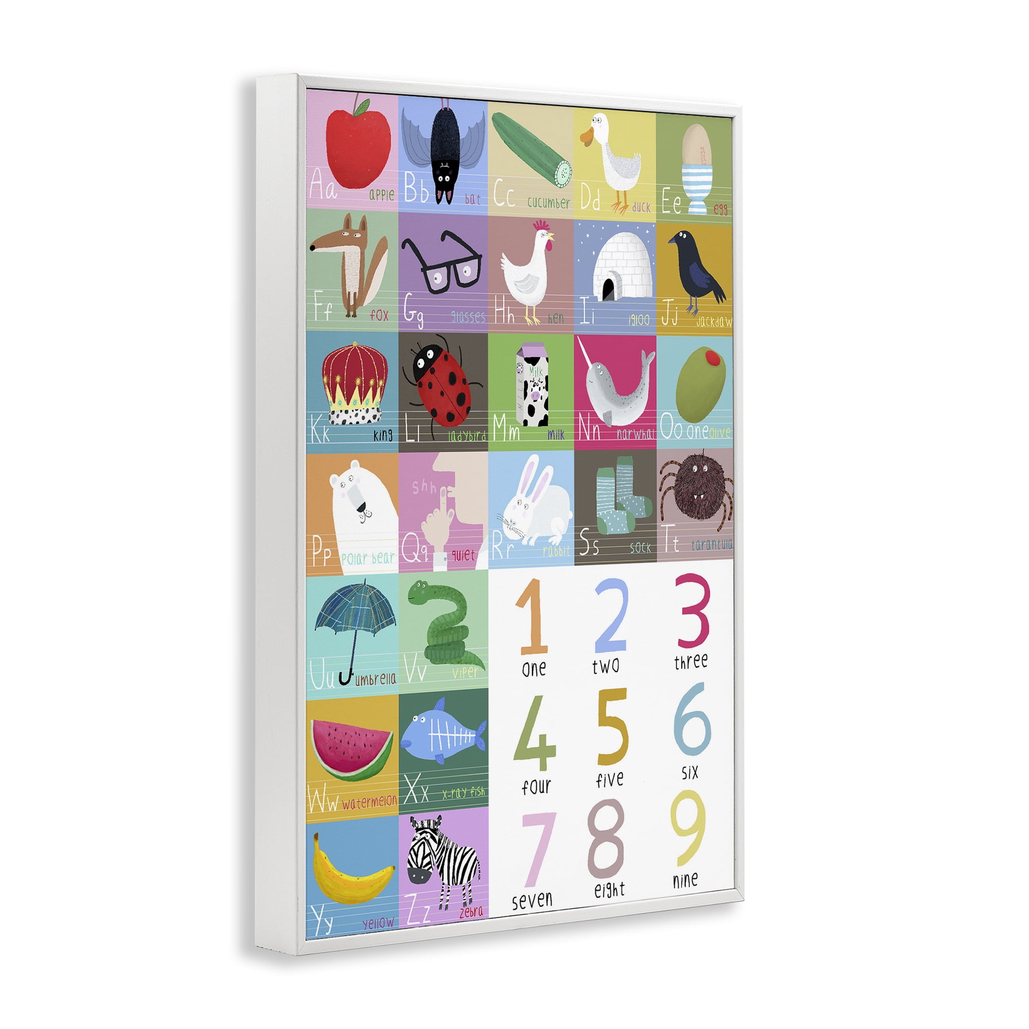 Stupell Industries Counting & Alphabet Learning White Framed Giclee Art, design by Carla Daly