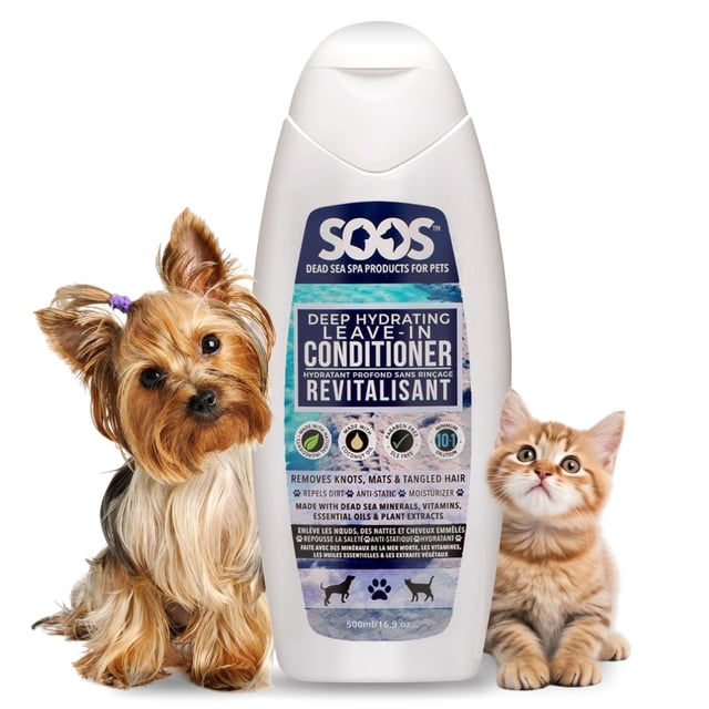 Soos Pets Deep Hydrating Leave-in Conditioner for Dogs and Cats | Natural Dead Sea Minerals & Vitamins | Skin Moisturizer, Polish Deeply, Enhance Coat Shine & Softness - 500ml