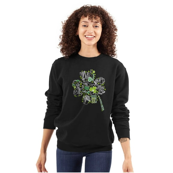 St Patricks Day Lucky Shamrock Women Crewneck Sweatshirt Brisco Brands X