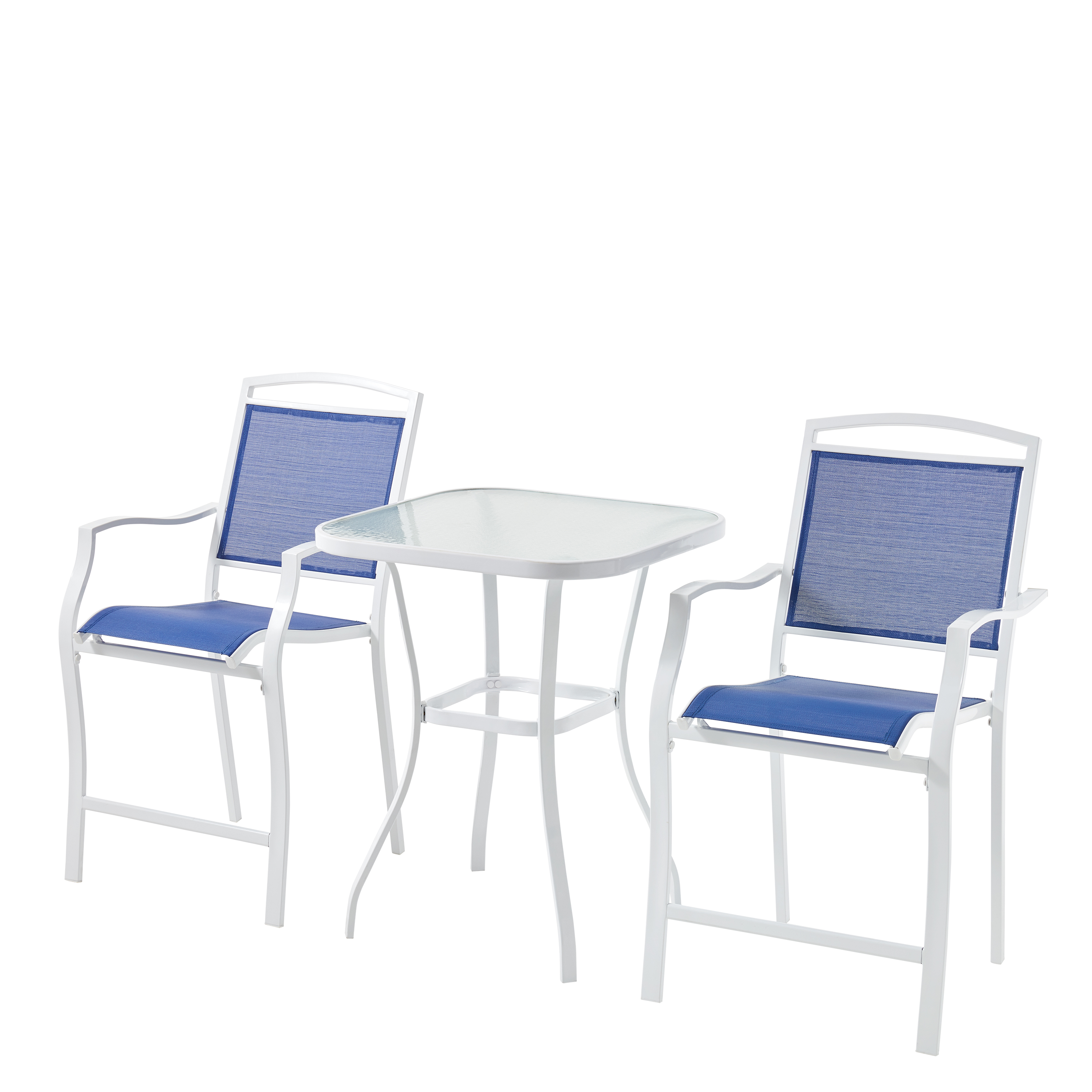 Mainstays Sand Dune 3pc Balcony Bistro Set Blue And White Walmart Com Walmart Com
