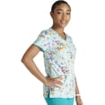 thumbnail image 4 of Tooniforms Scrubs Top For Women V-Neck Print TF686, 4 of 7