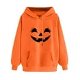 thumbnail image 3 of Halloween Womens Hoodies Spooky Devil Expression Printed Hooded Sweatshirts Casual Loose Fleece Jacket 2025 Fall Halloween Costume Long Sleeve Sweaters Pullover with Pocket, 3 of 4