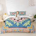 thumbnail image 2 of jejeloiu Folk Floral Duvet Cover Queen For Men Women,Retro Print Queen Bedding,Blue Pink Green,Reversible,3 Pieces,1 Duvet Cover and 2 Pillowcases, 2 of 6