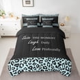 thumbnail image 2 of jejeloiu Wild Leopard Texture 7 Pieces Bedding Comforter Set,Inspirational Quote Full Bedding Set,Blue Black Cheetah Pattern Fitted Sheet Flat Sheet For Adults,Luxury Bedroom Decor Reversible, 2 of 8