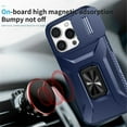 thumbnail image 2 of For iPhone 16 Pro Max Slim Fit Shockproof Hybrid with Slide Camera Cover & Rotated Ring Kickstand, [Military-Grade] Phone Case For iPhone 16 Pro Max 6.9",Blue,For iPhone 16 Pro Max, 2 of 8