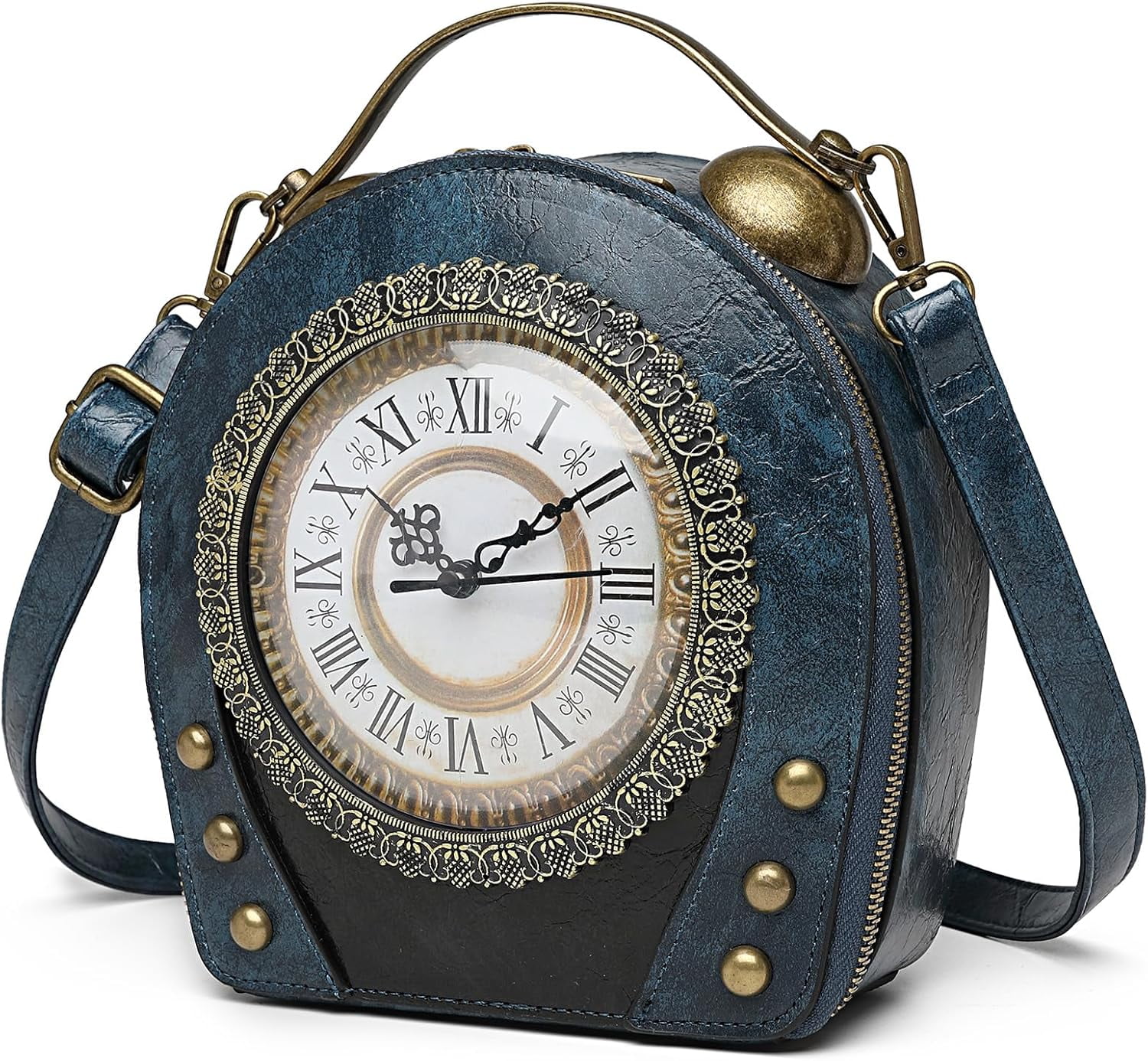 Baguery PVC Clock Shaped Crossbody Bag - Waterproof Adjustable Shoulder Purse for Women