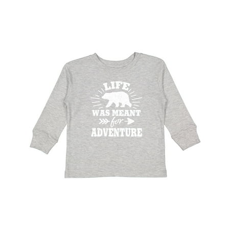 

Inktastic Bear Silhouette Life Was Meant for Adventure with Arrow Gift Toddler Boy or Toddler Girl Long Sleeve T-Shirt