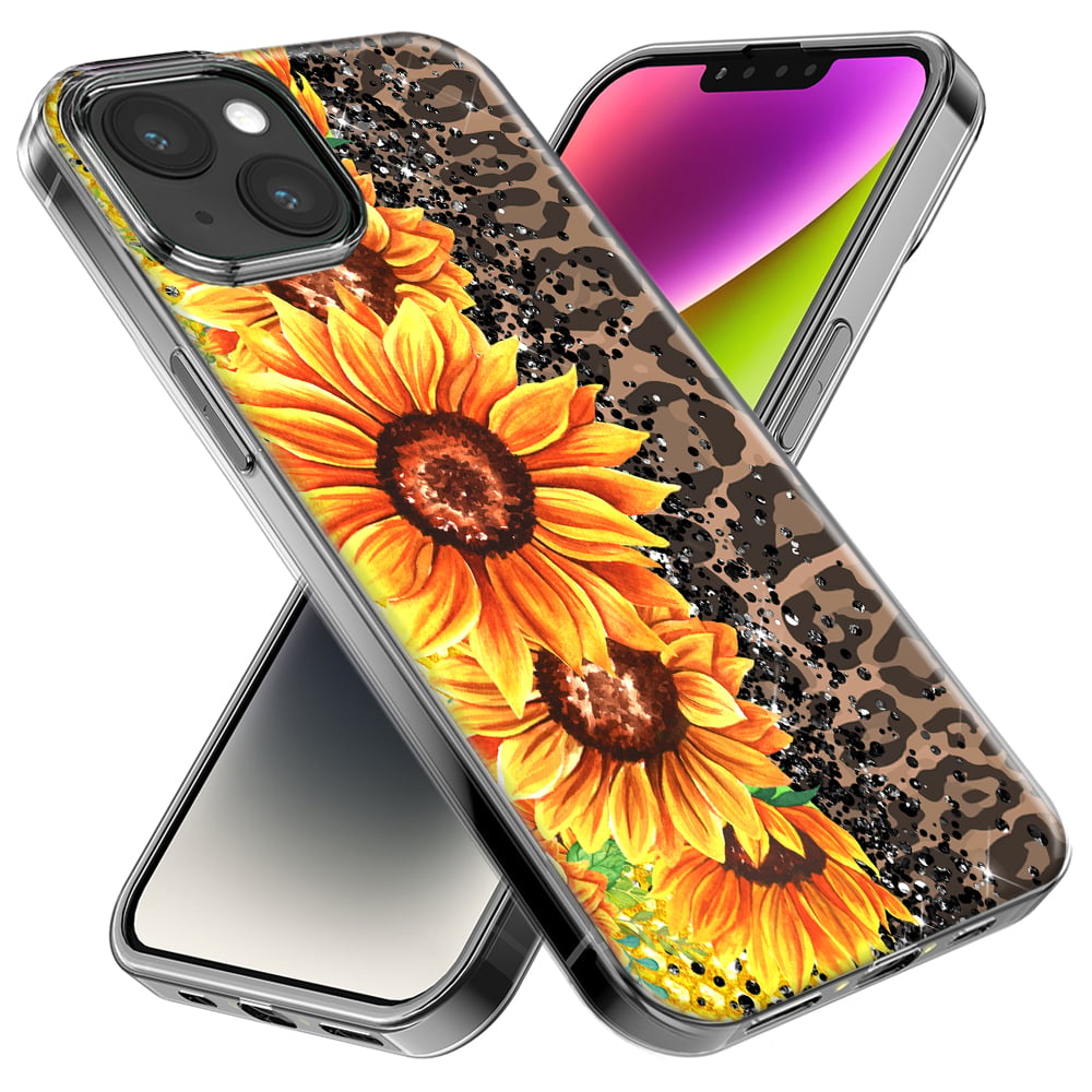thumbnail image 2 of MUNDAZE Apple iPhone 11 Shockproof Clear Hybrid Protective Phone Case Yellow Summer Sunflowers Brown Leopard Honeycomb Cover, 2 of 5