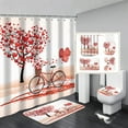 thumbnail image 6 of 4 Pcs Valentine's Day Shower Curtain Set with Non Slip Rugs Toilet Lid Cover Bath Mat U Shaped Mat Bathroom Curtain Waterproof Shower Curtain Decor, 6 of 6