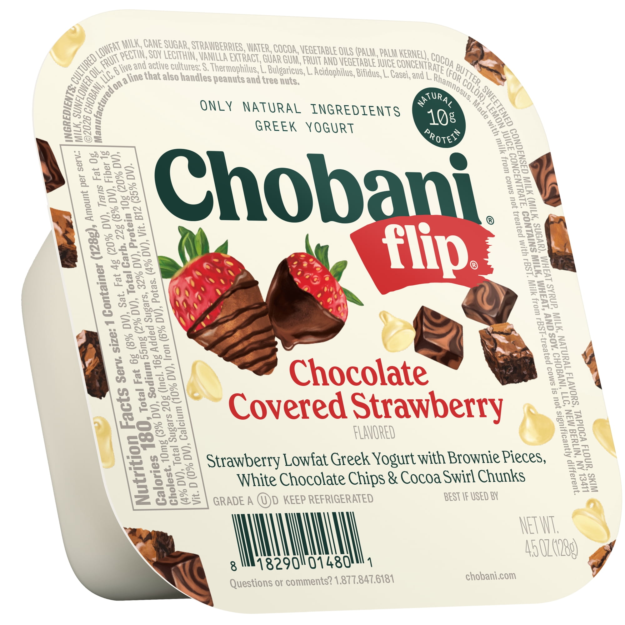 Chobani Flip Low-Fat Greek Yogurt Chocolate Covered Strawberry 4.5 oz Cup