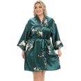 thumbnail image 3 of GFDYREE Women's Plus Size Satin Robes Plus Size Silky Kimonos Robes Sleepwear,Short, 3 of 6