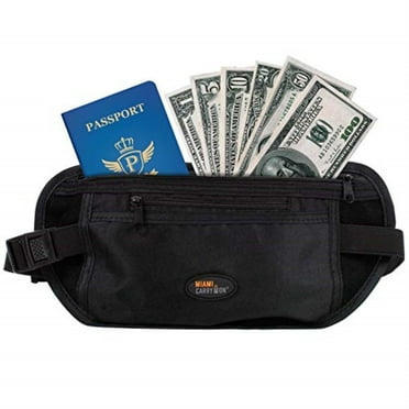 Miami CarryOn Hidden Security Microfiber Travel Waist Money Belt in Black