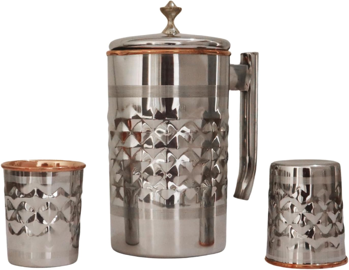 Premium Diamond Pattern Pitcher & 2 Tumblers for Ayurveda (57.48 fl oz)