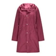 thumbnail image 4 of UPPADA Raincoat Women Waterproof Long Hooded Trench Coats Button Down Classic Lapel Outerwear Coat Oversized Long Trench Coat Lapel Windproof Overcoat Hot Pink,XXL, 4 of 7