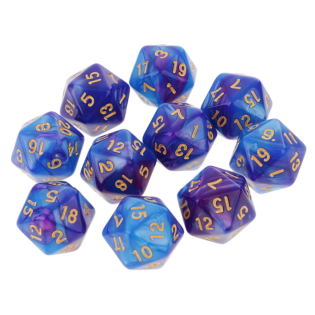 10pcs 20 Sided Dice D20 Polyhedral Dice for  Dice Blue 