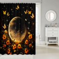 thumbnail image 2 of Manfei Watercolor Moon Printed Shower Curtain 72Wx84L,Sparkling Floral Butterfly Print Bathroom Shower Curtain,Black Orange, 2 of 5