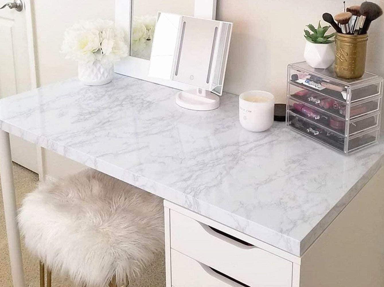 (4 pack) UMIGGEE Marble Contact Paper 17.7" x 78.7" Gray/White Marble Peel and Stick Wallpaper for Kitchen Self Adhesive and Removable Film Cabinet Furniture