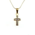 thumbnail image 2 of 24K Yellow Gold 2 ct Created Diamond Cross Stud Necklace Plated 18 inch, 2 of 2