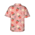thumbnail image 3 of Daiia Strawberry Floral Hawaiian Shirt for Men Gentle Cotton Regular Short Sleeve Casual-Small, 3 of 9