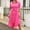 Hot Pink, variant on QUNYINEY Womens Spring Dresses Solid Short Sleeve Casual Smocked Dress Tie Front Collared Button Midi Dresses