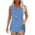 thumbnail image 2 of Frostluinai Plus Size Tank Tops for Women Sleeveless Crew Neck Pleated Tunic Tanks Casual Floral Print Tanks Loose Fit Dressy Tank Tops, 2 of 6