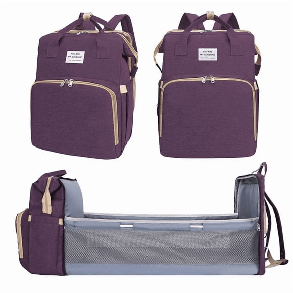 Sac à Dos à Couches Remis à Neuf BABARLA avec Lit de Bébé à Pliage Automatique, Violet