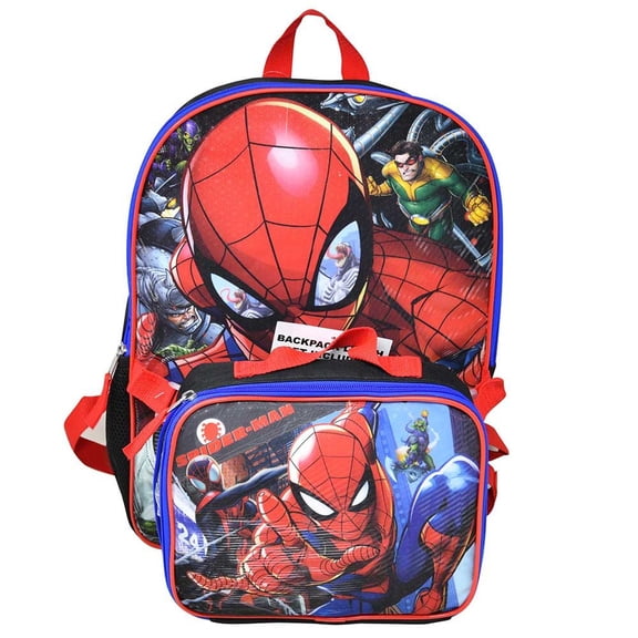Marvel Spider-Man 16" Shoulder Backpack for School with Rectangular Lunch Bag