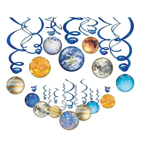 Cake Kit Planet Spiral Pendant Outer Space Party Hanging Swirls Happy Birthday Banner Banners Nursery Wall Decoration