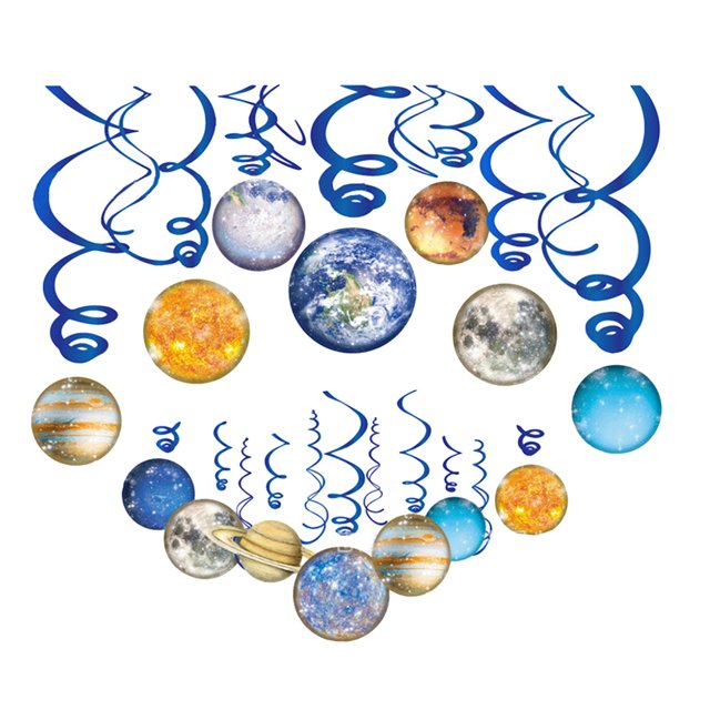 Shisuyan 1 Set Outer Space Swirls Streamers Universe Planets Spiral Whirls Cards Decor