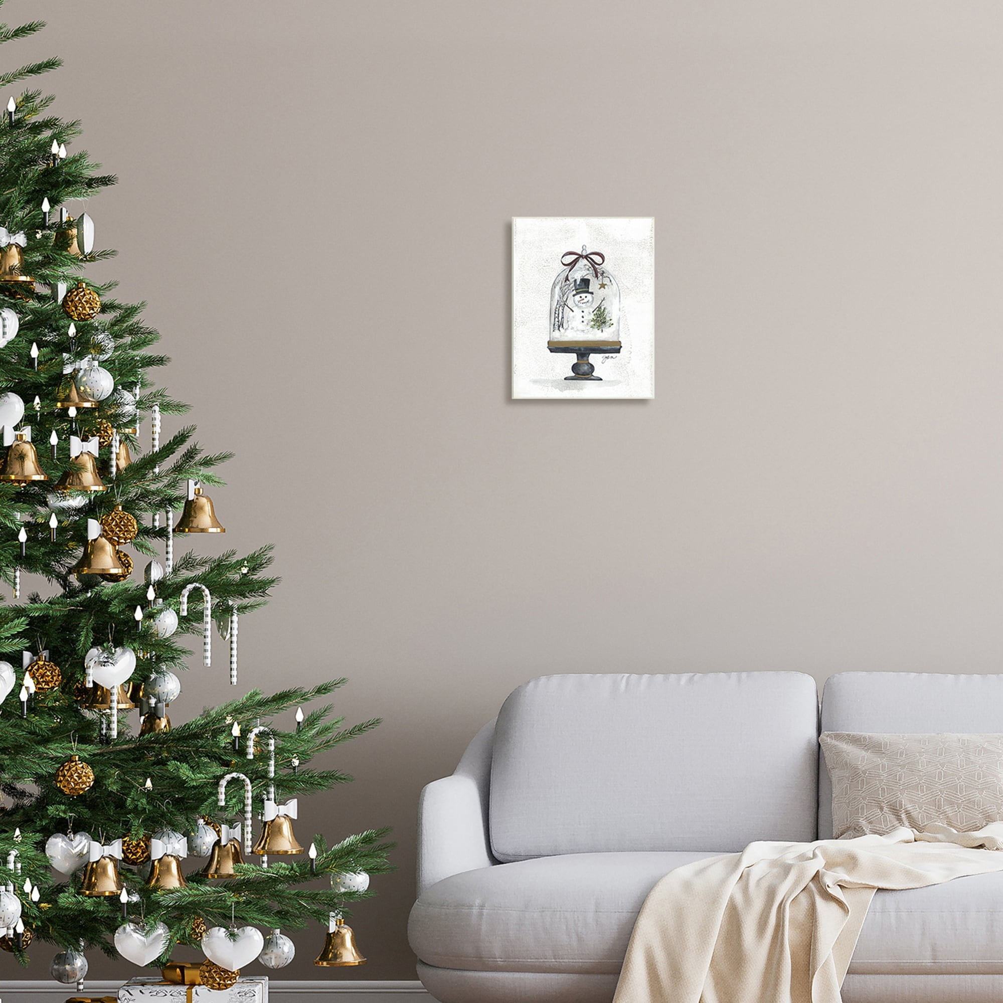 Snowman Winter Scenery Snow Globe Rustic Detail Landscape Graphic Art Unframed Art Print Wall Art