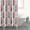 thumbnail image 4 of Boho Floral Shower Curtain 72x72 Inches - Tropical Leaves, Vintage Botanical Print, Waterproof Fabric for Chic Bathroom Decor, Modern Farmhouse & Bohemian Style, 4 of 5