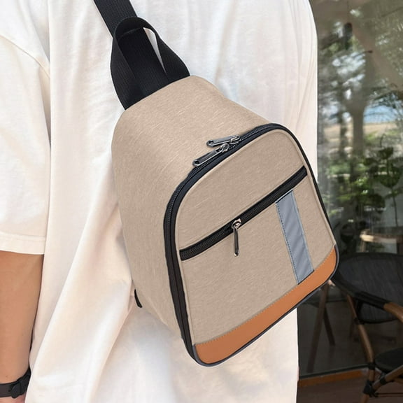 Guozer Chest Bag Men's Messenger Bag Lightweight Outdoor Sports Leisure Couple Shoulder Bag Faux Leather Chest Bag