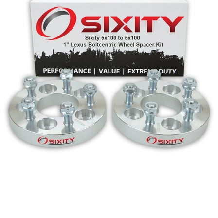Sixity Auto 2 pc 1" 5x100 Wheel Spacers compatible with Lexus ES250 M12x1.5mm 1.25in Studs Lugs