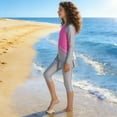 thumbnail image 6 of Girls Modest Swimsuit Full Coverage Swimwear Burkini Swimming Tops Capri Skirt Pants Rash Guard Set 3 Piece, 6 of 7