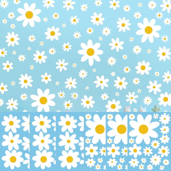 2 Style Daisy Flowers Wall Stickers,Bexikou 10 Sheets DIY Small Daisy Wall Decor,Flower Wall Decals Self-Adhesive Art Sticker for Bedroom Nursery Living Room Office