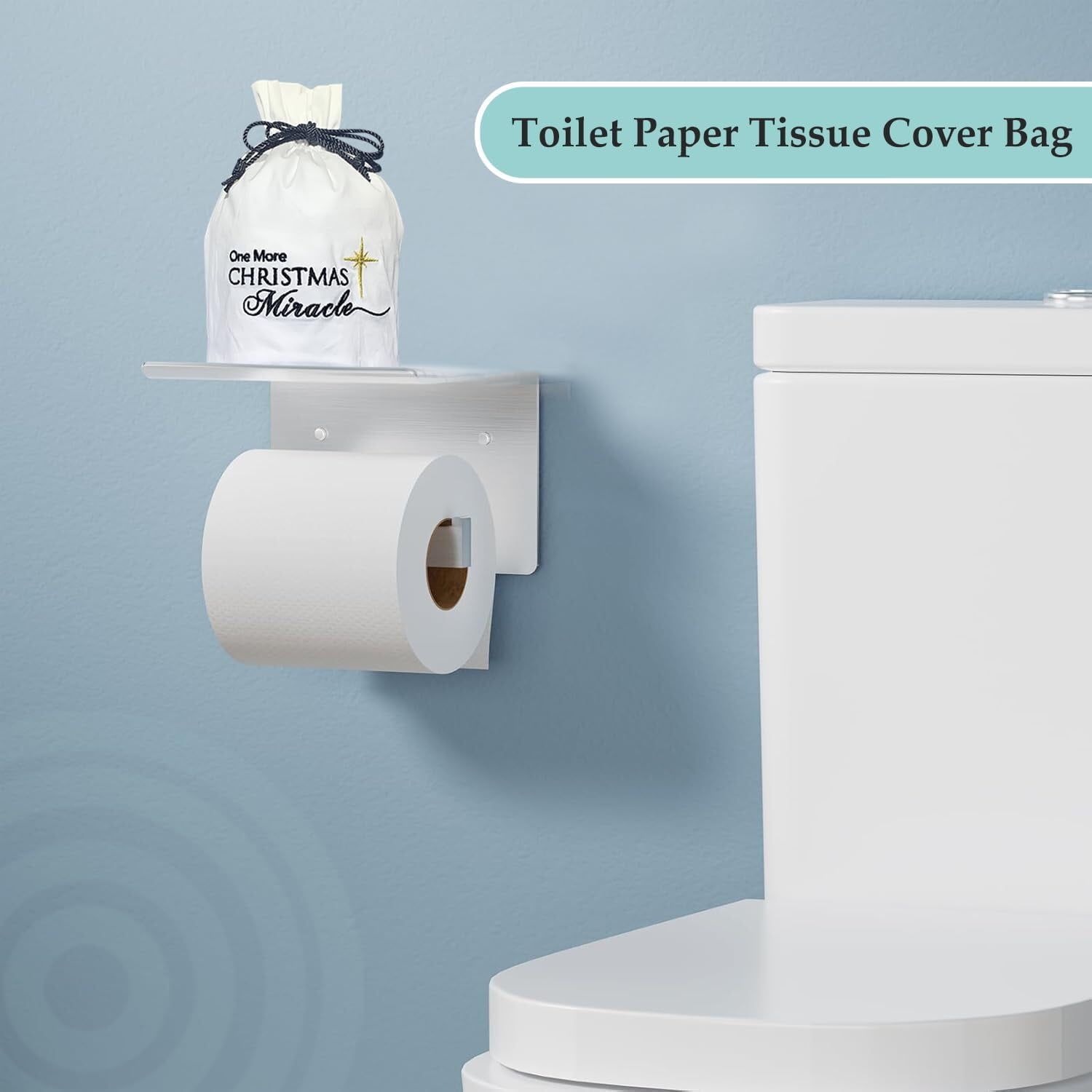 Born Uncommon Toilet Paper Roll Cover - 9" x 5.5" Reusable Cotton Toilet Paper Cover with Drawstring Closure – Decorative Bathrooms Tissue Roll Storage Bag