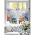 thumbnail image 4 of Orange Navy Blue Coral Semi Sheer Curtains 54 Inch Length 2 Panels Set, Summer Beach Coastal Ocean Wooden Sheer Kitchen Curtain Privacy Voile Window Curtain for Living Room Bedroom Rod Pocket Drapes, 4 of 7