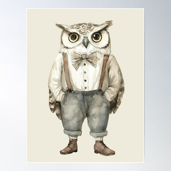 Earthy Cottagecore Owl Poster Wall Art, Modern Wall Decor For Living Room Bedroom, 8x12 UNFRAMED