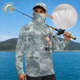 thumbnail image 3 of Bulopur Men's UPF 50+ Fishing Sun Hoodie Gray Fish Scale Camo Long Sleeve Quick Dry Shirt with Face Mask for Hiking Surfing Beach, 3 of 8