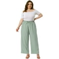 thumbnail image 3 of DARING DIVA Women's Plus Casual High Waisted Lounge Pants with Pockets 4X Light Green, 3 of 5