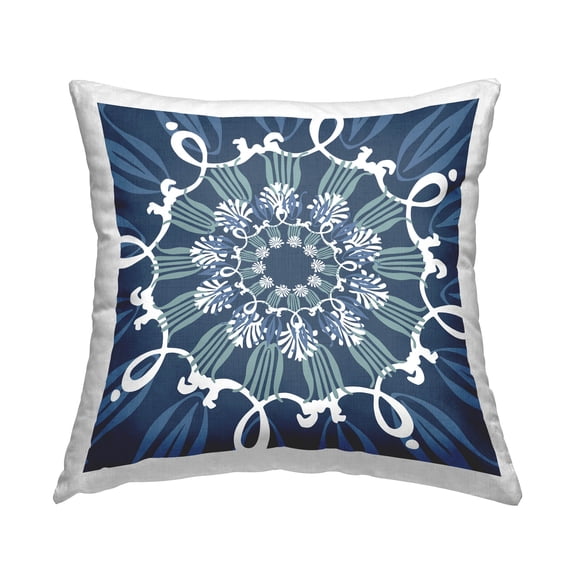 Stupell Industries Fluid Shapes Blue Pattern Printed Throw Pillow Design by George Tygert