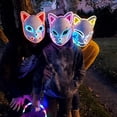 thumbnail image 2 of Fox Demon LED Mask Slayers Costume Props Japanese Anime Plastic Fox Face Cosplay Glowing Masks for Adult Masquerade, 2 of 7