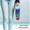 thumbnail image 2 of 30 oz Peacock Flip Straw Tumbler with Top Handle for Peacock Lover Resuable Vacuum Insulated Flip Top Water bottle for Home Office Car Dishwasher Safe Colorful Peacock, 2 of 6