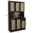 thumbnail image 3 of ZWNLKQG Wirrtory 71\u201D Rattan Freestanding Kitchen Pantry  Cabinet  Buffet Cupboards Sideboard Modern Hutch Cabinet with 6 Doors &amp; Drawer for Kitchen Living Room (Black), 3 of 7